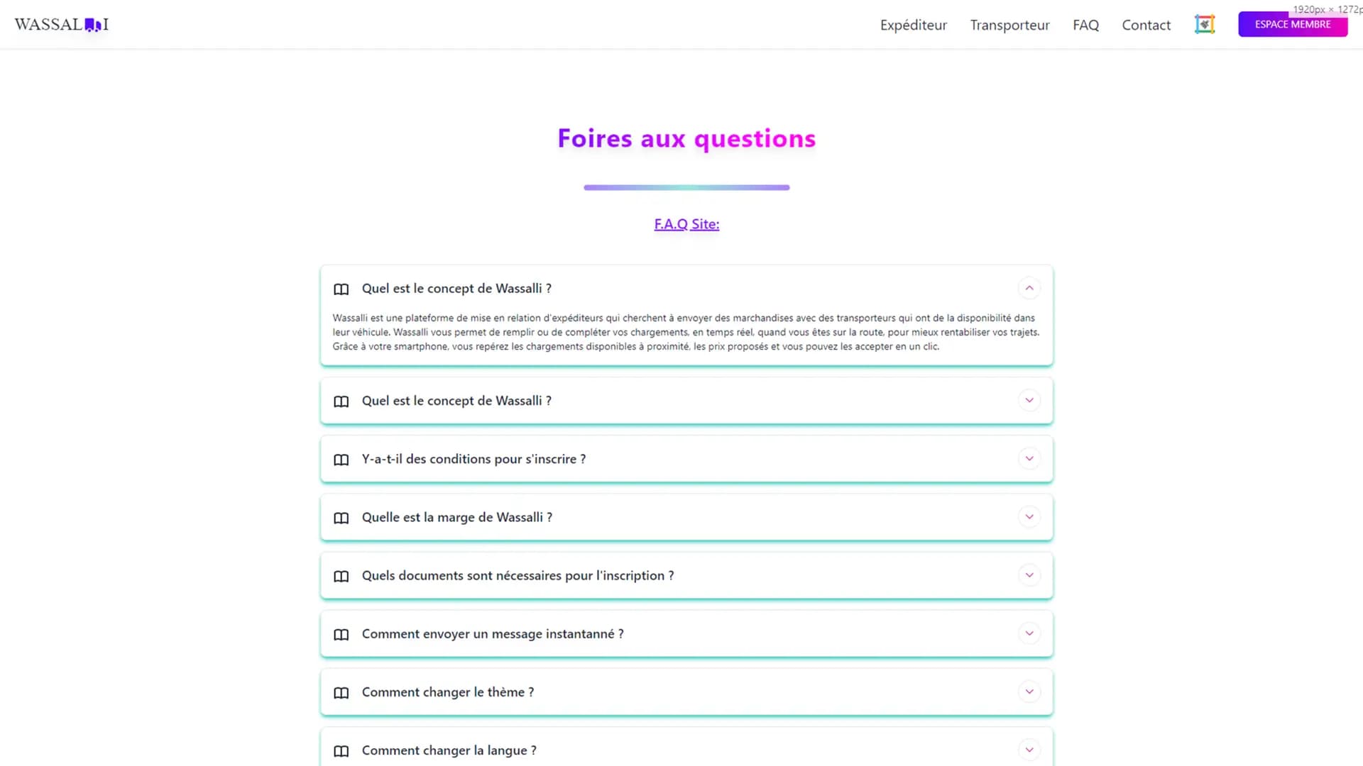 the faq page of the site